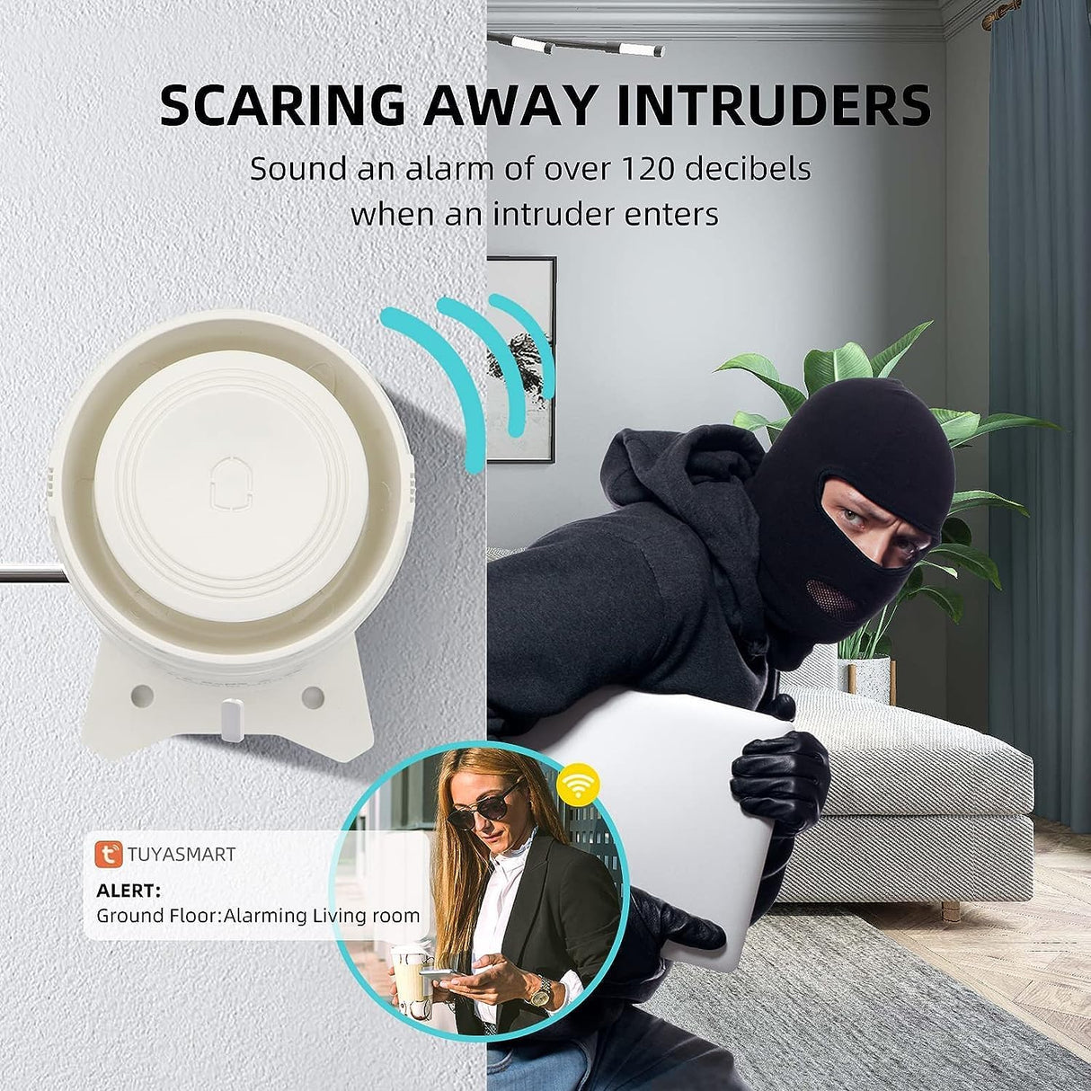 WiFi and GSM Home Security Alarm System, Door/Window Sensor (x10) Motion Detector (x1) with Smart Life and Tuya App Alert, Works with Google Assistant and Alexa