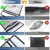 andyer Upgraded Two Pockets Fireproof Document Bag (2000℉), 15”x 11”Waterproof and Fireproof Money Bag with Zipper, Fire Safe Storage for Valuables,Money,Jewelry,Legal Documents,File and Tablet