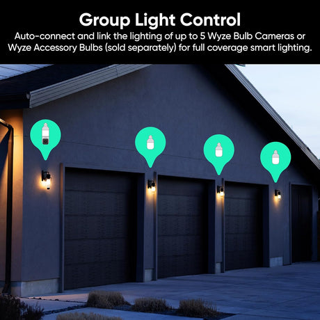 WYZE Bulb Cam Security Camera, 2K HD Security Cameras Wireless Outdoor Indoor Full Color Day and Night, Dimmable LED Bulb, Motion Detection, Siren Alarm, Easy Installation, Compatible with Alexa