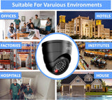 Rubik 4pc Dummy CCTV Camera with Flashing LED Light, Adjustable Fake Surveillance Camera Security Indoor Dome Camera with LED Light (Black)
