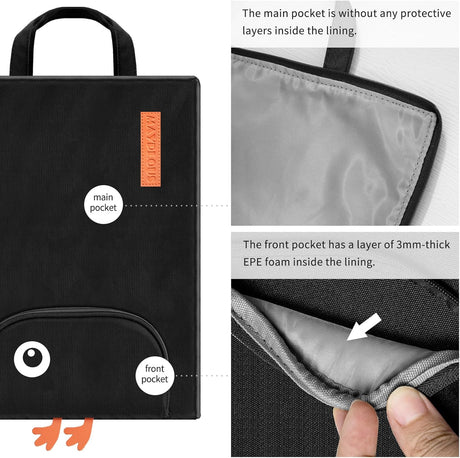 A4 Document Bag Portable File Organiser Bag Zip Portfolio Folder File Wallet with Handle File Carrying Case Large Document Holder Bag for Office School Business Travel Conference 37x27cm (Crow)