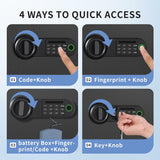 HSGCJS Fingerprint Safe - 1.2 Cubic Feet,Biometric Fingerprint Home Safe Box with Digital Keypad,Security Safe with Induction Light and Leather, Money Box for Jewelry Cash Document Valuables