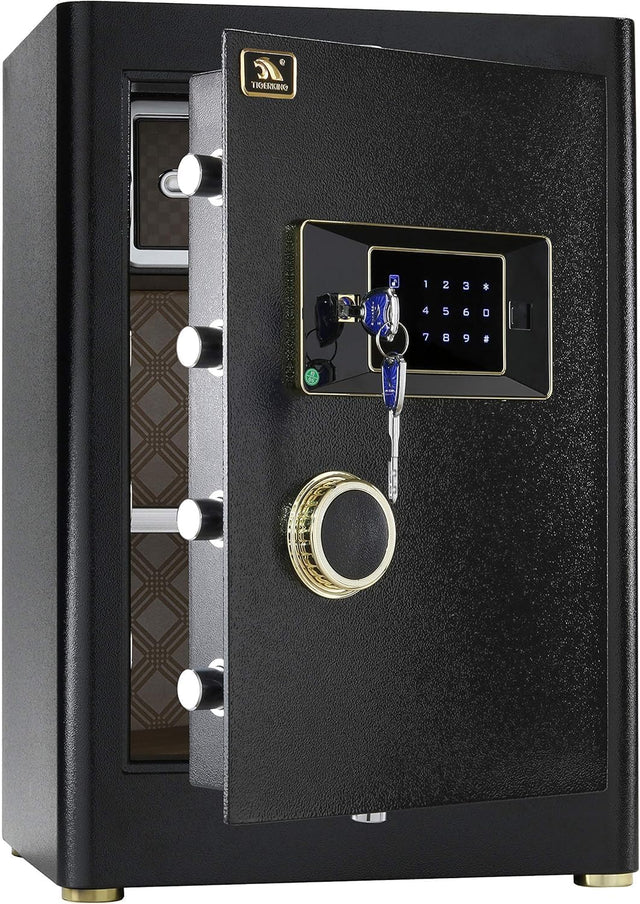 Heavy Duty Large Home Safe – 2.05 Cubic Feet Digital Security Safe with Touchscreen Keypad & Internal Lock Box for Home Office Business, Black
