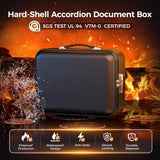 Fireproof Document Box with Lock, Hard Fireproof Waterproof Box Creative Hard-Shell Design Fireproof Safe Box Document Organizer for Important Documents Certificates Laptop Passports (Black)