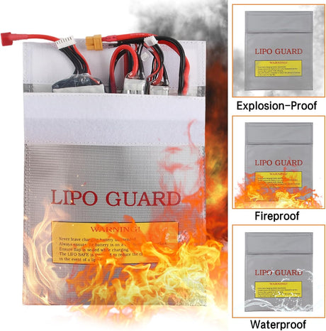 Erzekrim Pack of 3 Fireproof Waterproof Safe Bag Fireproof Battery Bag Fireproof Document Bag Case Container Lipo Safety Guard Explosion-proof Battery Explosion Proof (Pack of 3)