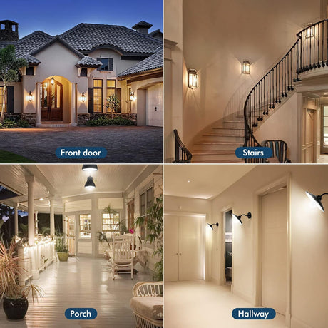 SYOSI Motion Sensor Light Bulbs, , 12W (100W Equivalent) PIR Motion Activated Dusk to Dawn Light Bulb, E26 6000K Cool White Security Bulb for Front Door Garage Hallway, 2 Pack
