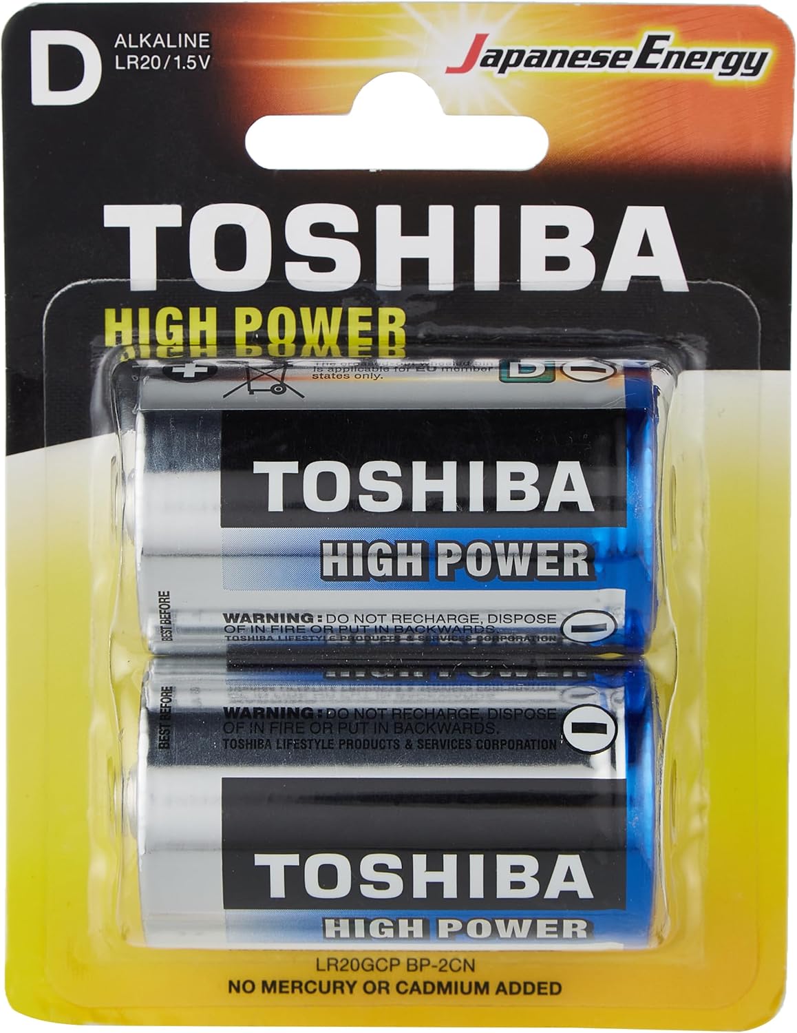 TOSHIBA 9V Alkaline Battery, High Power Vibration Resistant