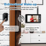 Wireless Video Doorbell,4.3-inch IPS 1080P Monitor Screen Door Bell Camera with Bidirectional Wake-up, Two-Way Intercom,Night Version,120° Angle for Home,Villa,Apartment,Easy Installation,No WIFI