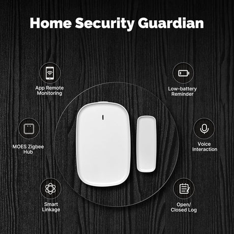 MOES Smart Door and Window Sensor, Wireless Detector for Alarm System and Home, Compatible With Smart Life/MOES APP, Works With Alexa Google Home Voice Control, Requires ZigBee Gateway