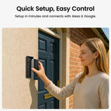aosu Doorbell with Camera, 2K Video Doorbell, Encrypted Storage Bell Camera with AI Person Detection with AI, Battery Operated, Works with Alexa