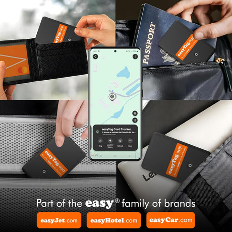 easyTag Wallet Tracker (Global Tracking for Samsung) - Rechargeable Luggage Tag for Wallets, Bags and Suitcases. Samsung Tag Compatible with SmartThings App