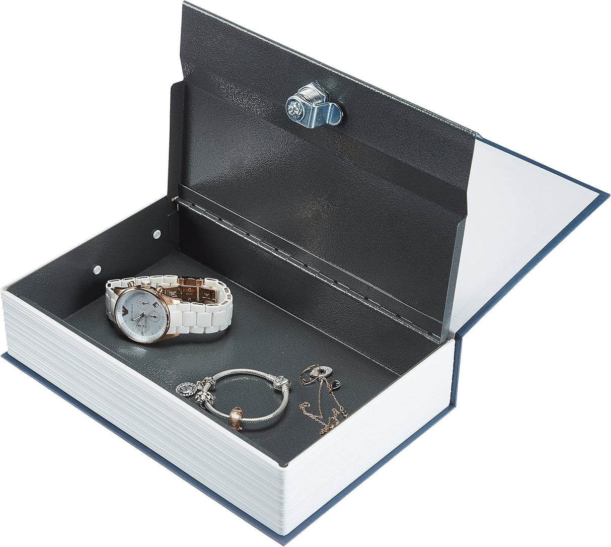 Amazon Basics Book Safe- Key Lock- Large, Blue