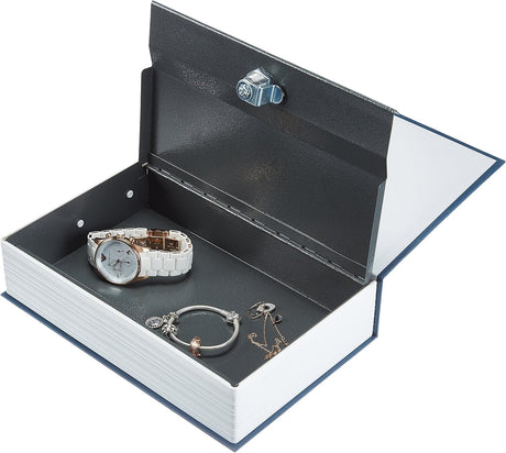 Amazon Basics Book Safe- Key Lock- Large, Blue