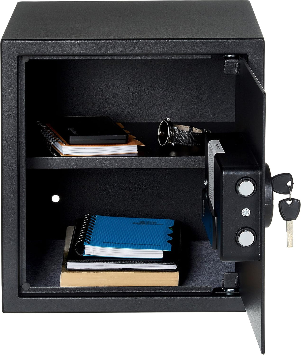 Amazon Basics Steel Home Security Electronic Safe with Programmable Digital Keypad Lock for Jewelry, Money, Valuables Storage, 34 Litres, 33 cm W x 33 cm D x 36 cm H, Black