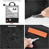 A4 Document Bag Portable File Organiser Bag Zip Portfolio Folder File Wallet with Handle File Carrying Case Large Document Holder Bag for Office School Business Travel Conference 37x27cm (Crow)