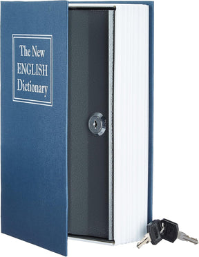 Amazon Basics Book Safe- Key Lock- Large, Blue