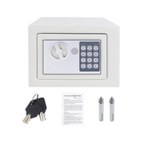 Digital Cash Safe 6.6L, PIN + Keys, Alloy Steel, Anti-Theft, White