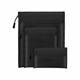 Fireproof Waterproof Document Bag 3-Pack Black 2000℉ Money Bag for Cash Passports ID Cards Social Security Card Protector Waterproof Zipper Pouch Fire Proof Bank Bag Document Holder