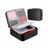 Fireproof Document Bag with Lock, Plenty of Pockets, Portable Home Travel Office Safe Box with Handle, Waterproof Zipper Documents Safe Storage Case for Important Files Photo Certificates Laptop