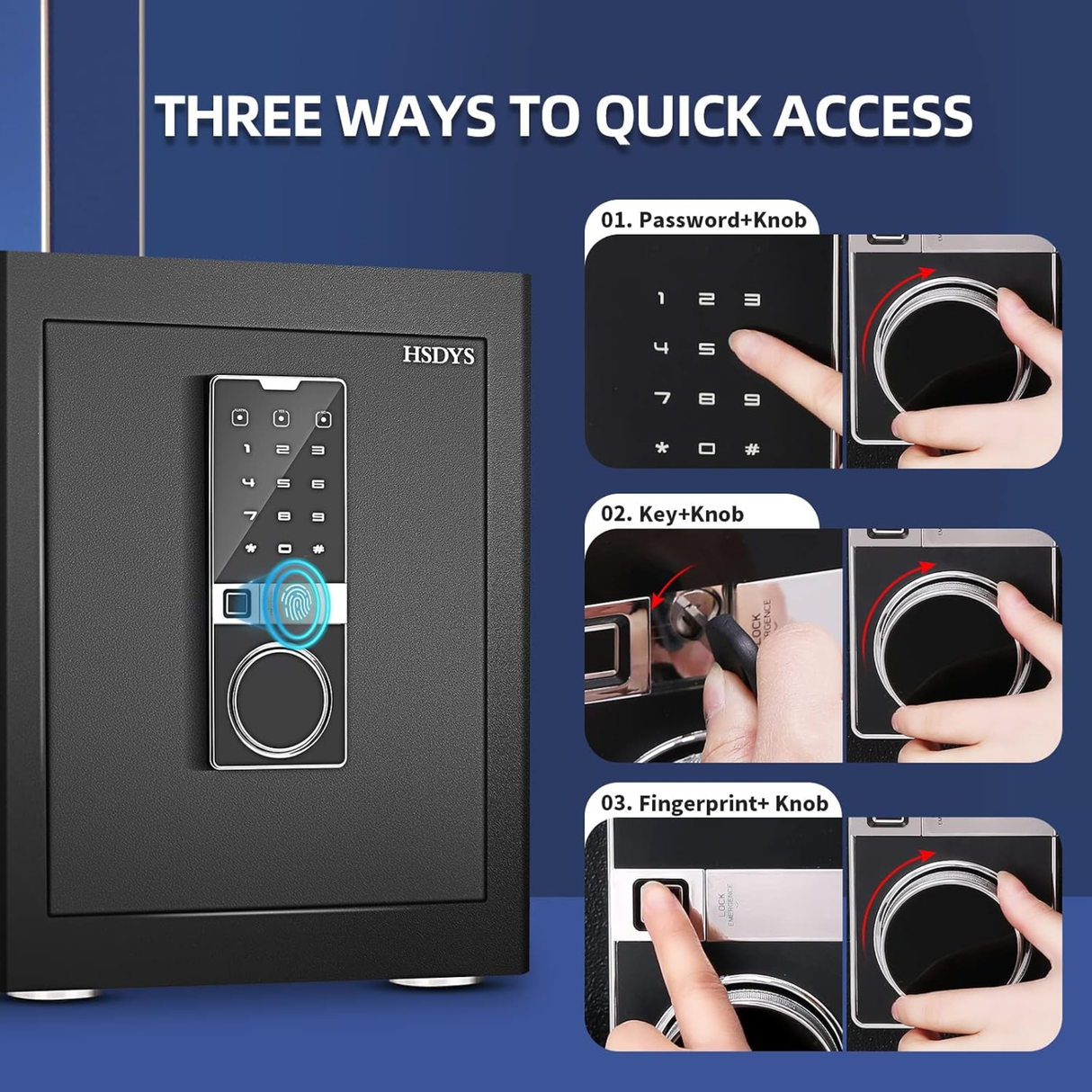 HSDYS 1.43 Cu Ft Biometric Fingerprint Safe with Touch Screen Keypad