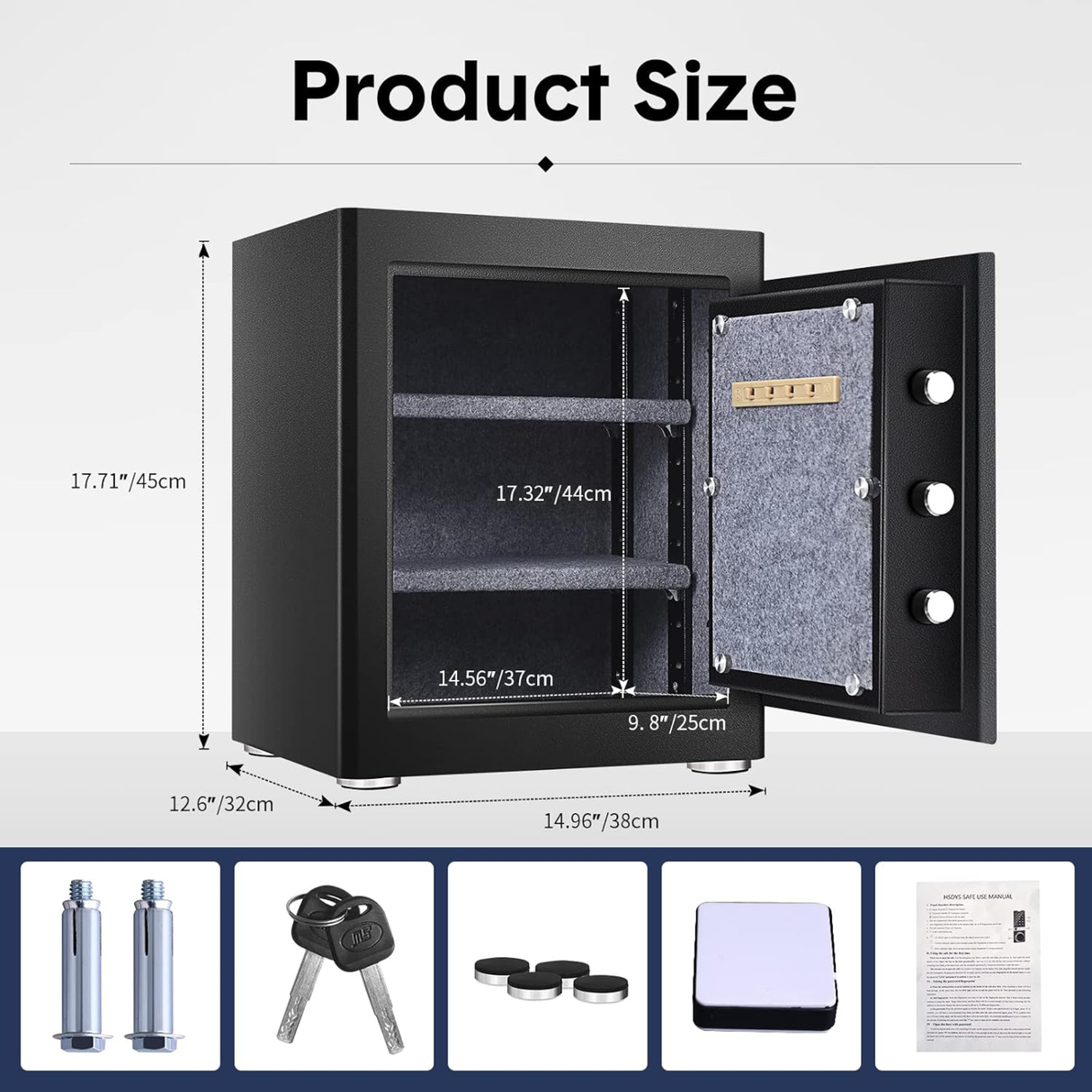 HSDYS 1.43 Cu Ft Biometric Fingerprint Safe with Touch Screen Keypad