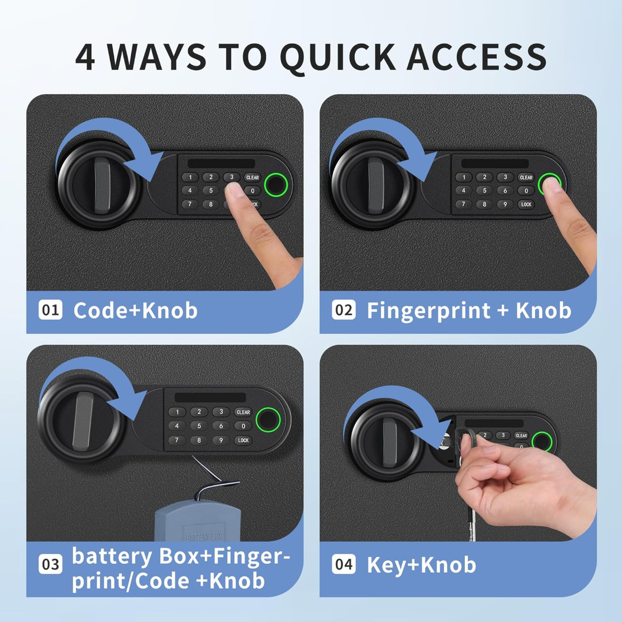 HSGCJS Fingerprint Home Safe with Keypad & Interior Light