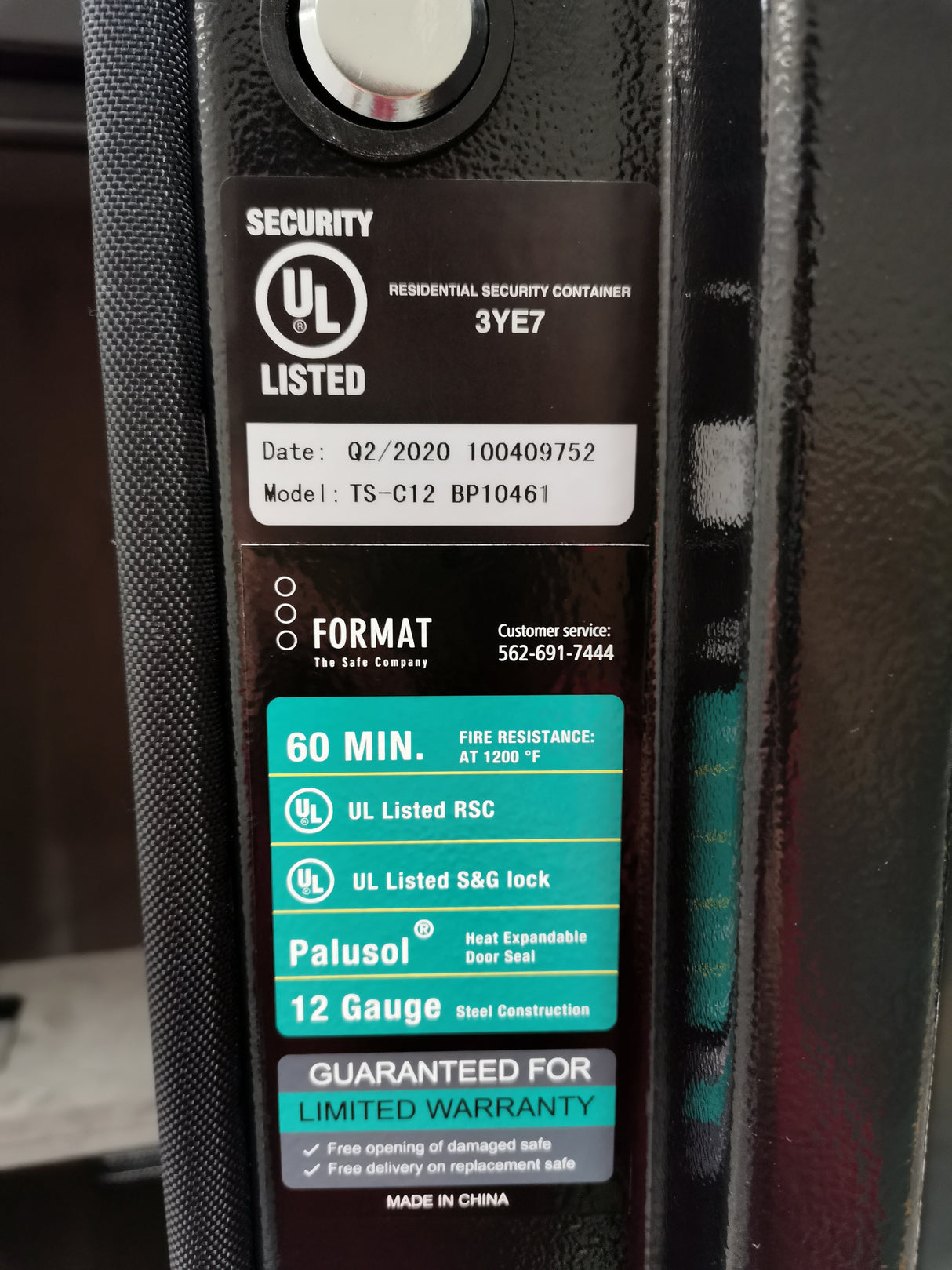 Format Gun Safe DL12W – 60 Min Fire Rated, S&G Electronic Lock, Black