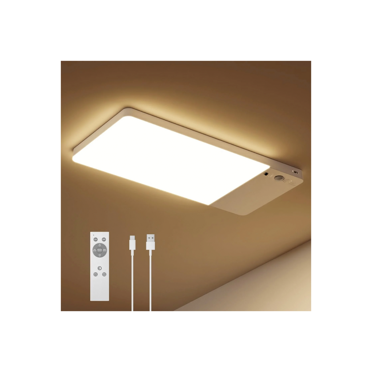 Battery Powered Motion Sensor Light, 12000mAh Rechargeable Under Cabinet Light with Remote, Magnetic Wireless LED Closet Light, 3 CCT Dimmable Sensor Light for Kitchen Bedroom Bathroom Ceiling Home