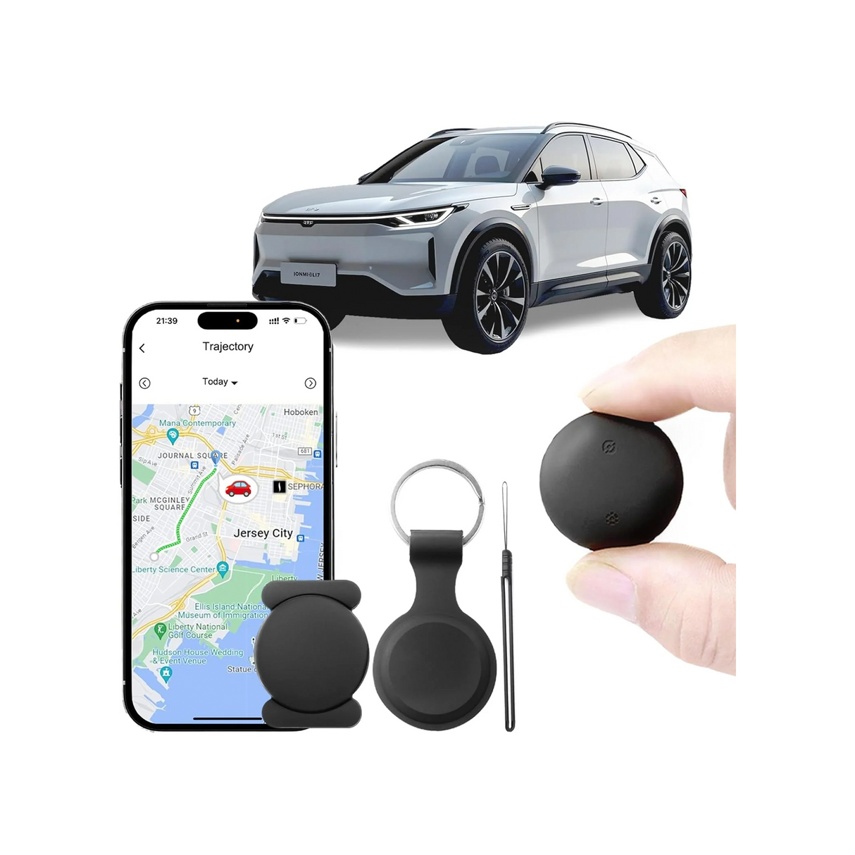 Car Tracker Support Android and iOS Systems, Magnetic Bluetooth Finder for Car with Alerts