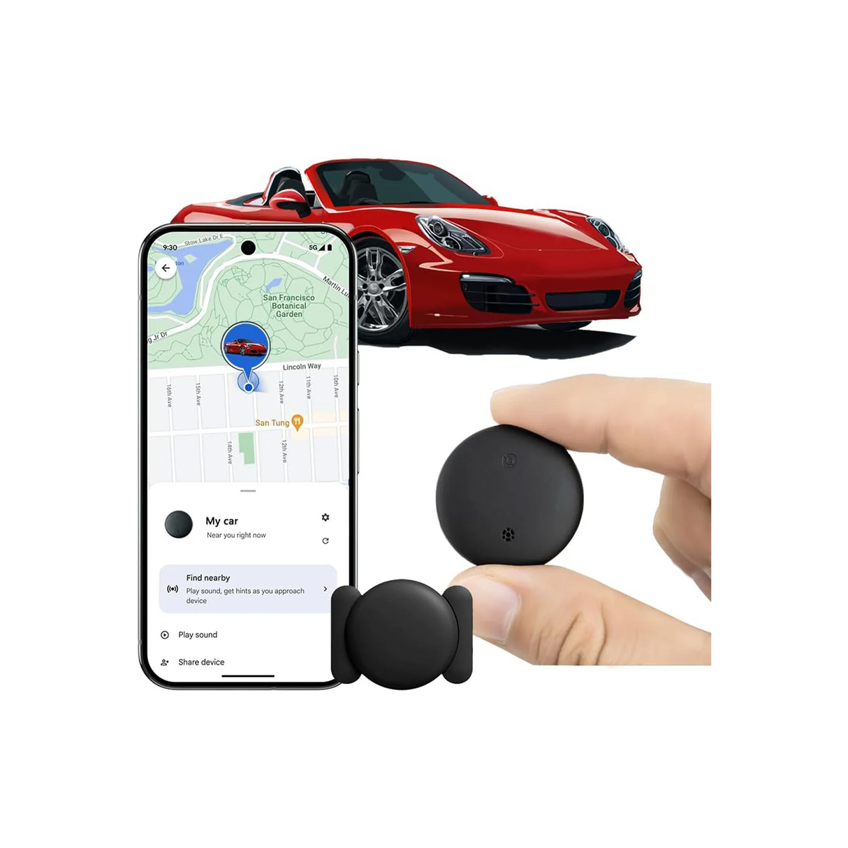 Android Find My Device Subscription-Free GPS Car Locator，Super Magnetic! 365-Day Ultra-Long Battery Life!