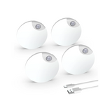 Motion Sensor Night Light, USB Rechargeable Human Body Induction Night Lights Stick-On Closet Light for Wall, Stairs, Hallway, Cabinet (4 Pack, White)