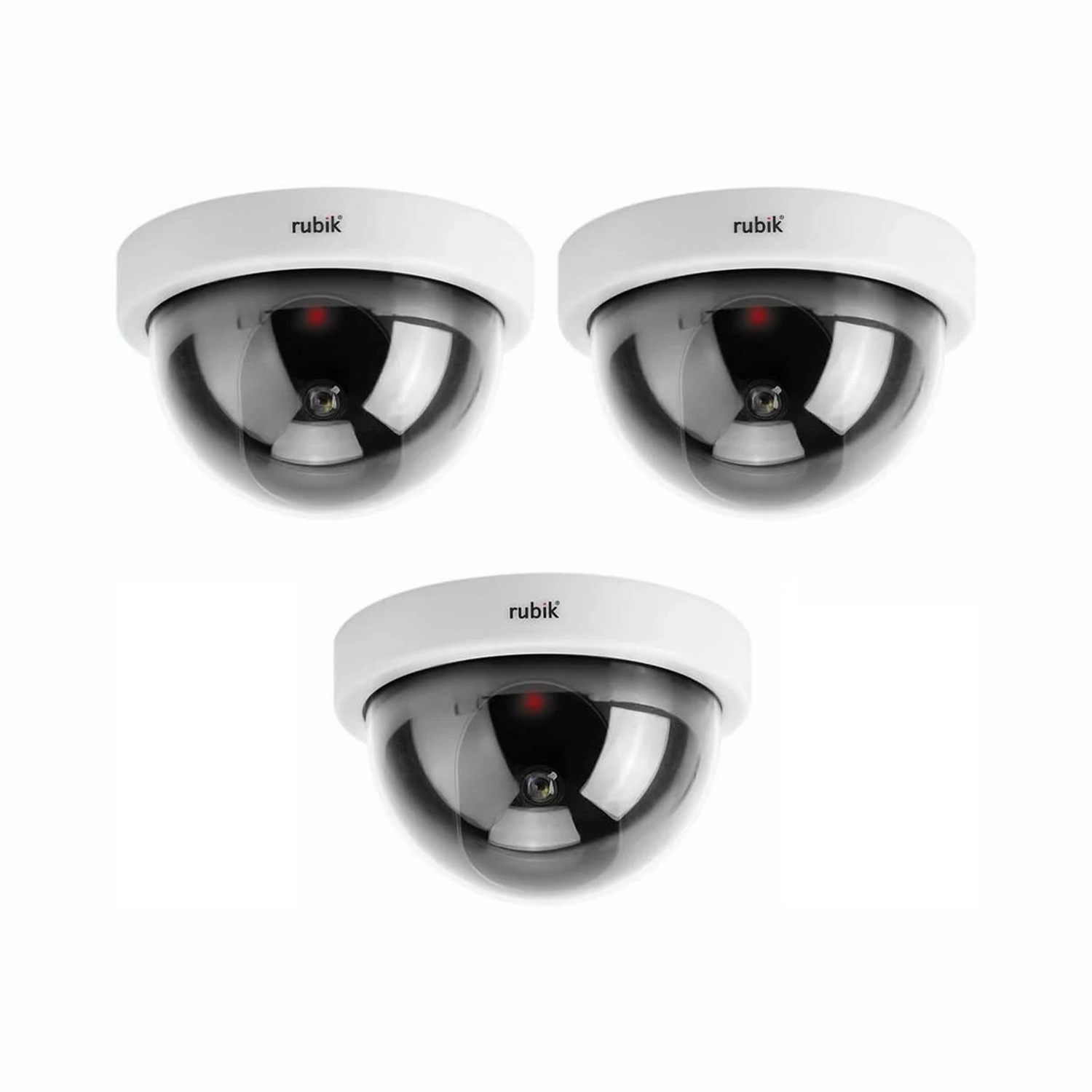 Rubik 3pc Dummy CCTV Dome Camera with Red LED Light