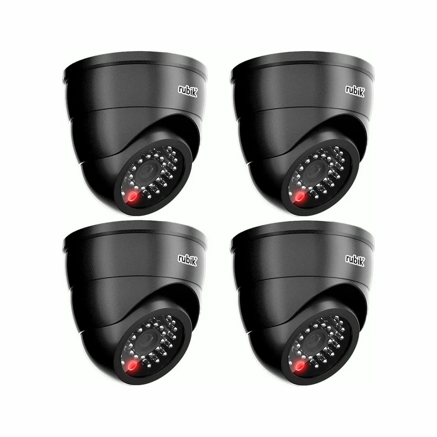 Rubik 4pc Dummy CCTV Camera with Flashing LED Light