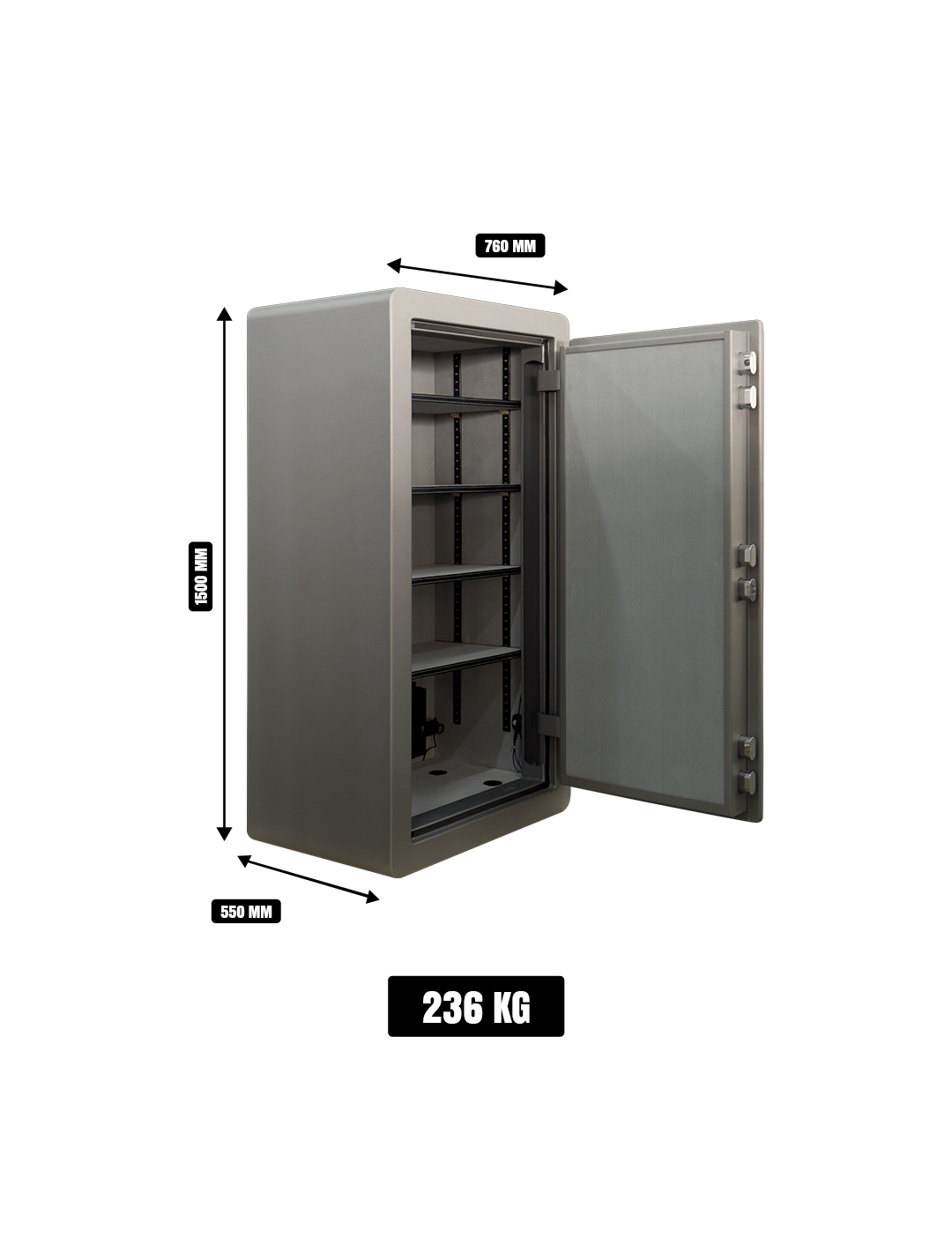 Format Safe DS17-F (SC1500) – 45 Min Fire Rated, Fingerprint Lock, Grey