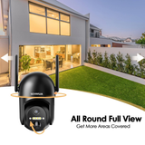 SEHMUA Solar Security Cameras Wireless Outdoor, 2K 360° View Battery Powered Outdoor Camera, WiFi Home Security with Spotlight Color Night Vision, PIR Sensor