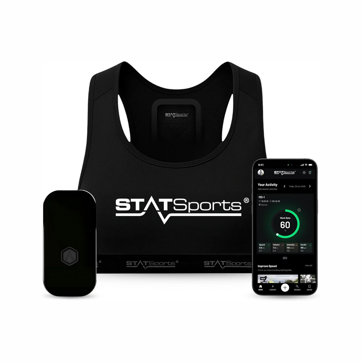 STATSports Academy Football GPS Tracker Vest – Pro-level Football Tracker with All-In-One App for Coaching