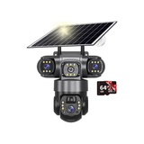 Solar Camera 4G Sim Outdoor 3 Lens 3 Screen 10X Zoom PIR Human Detect Cameras Waterproof Night Vision CCTV Security Protection