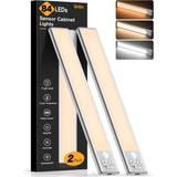 Gritin Under Cabinet Kitchen Lights Rechargeable 2 Pack-3 Color Temps | 5 Level Brightness, Super Bright,4 Modes,Motion Sensor