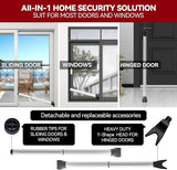 AceMining Upgraded Door Security Bar & Sliding Patio Bar, Heavy Duty Stoppers Adjustable Jammer, Apartment, Travel (1 Pack,White)
